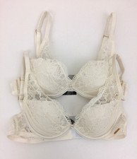 M&S Rosie Women's Bra Bundle x 2 Size 32A Ivory Underwired Diamantes Lace New F1