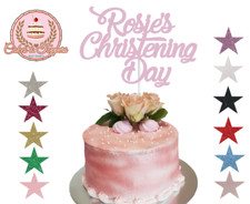 Christening Day Cake Topper Glitter/Mirror Customised Full Personalised Any name
