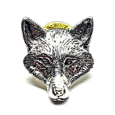 Fox Head Pewter Pin Badge
