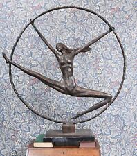 Art Deco Bronze Hoop Dancer Figurine Statue Roaring Twenties