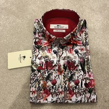 Claudio Lugli Men’s Short Sleeve Shirt Floral pattern Red Size M
