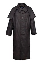 Men's Riding Coat Brown Skipper Casual Soft Long Duster Coat Cow Leather Jacket