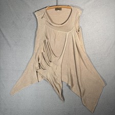 Zuza Bart Women Size XL 100% Cotton Top Beige Tan Lagenlook Artsy Natural Fibers