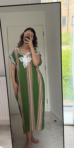 Green moroccan gandoura long - green,