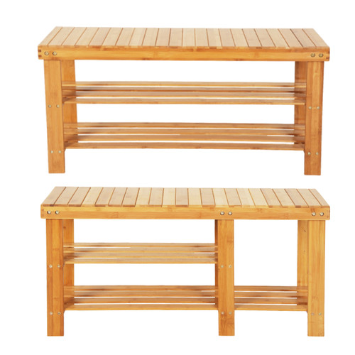 Tier bamboo shoe rack bench - 3,