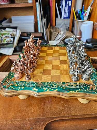 Miniature chess table with - miniature,