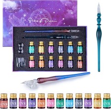 Glass Dip Pen Ink Gift Set 16 Pack, 2 16 Count (Pack of 12), Multicolor 