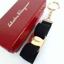 Authentic Salvatore Ferragamo Vala Ribbon key ring Nylon jaguar [Used]