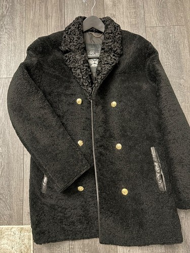Men black astrakhan wool - black,