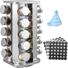 New Stainless Steel Revolving Spice Rack Jar 12, 16 & 20 Stand Carousel Rotating
