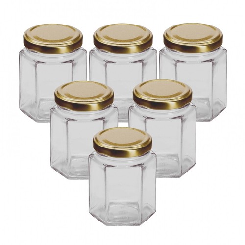 Glass hexagonal jars - glass,