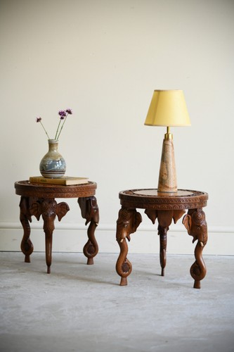 Pair anglo indian carved - pair,