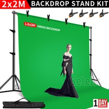 2M Backdrop Stand Kit +1.6*3M Green Screen Photography Background Support Studio