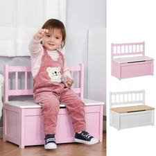 2 In 1 Wooden Toy Box, Kids Seat Bench Storage Chest, 60 x 30 x 50cm