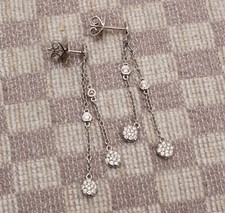 NEW 18K WHITE GOLD PAVE DANGLE/DROP EARRINGS with SEVENTY SIX VS/G DIAMONDS