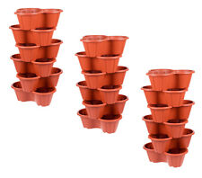 Garden Plant Trio Stacking Planting Herb Flower Pot Plastic Terracotta 18 PACK