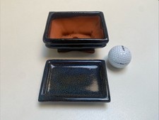 Bonsai Pot And Drip Tray Blue Glazed Bonsai Pot 11.5x8.5cm + Matching Drip Tray