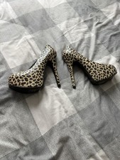 Pleaser Bordello Teeze Cheetah Heels Pu Fetish Mistress Bondage