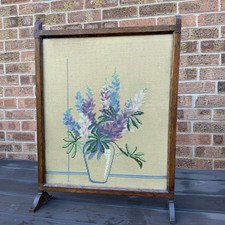 Vintage Fire Screen Oak  Hand