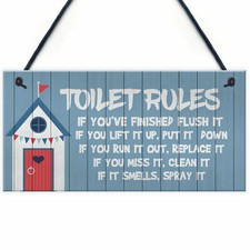Toilet Rules Sign Nautical Theme Hanging Sign For Toilet Beach Home Decor