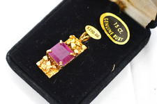 Nikolas 15ct Ruby Pendant Vintage Gold Tone Authentic Ruby Necklace