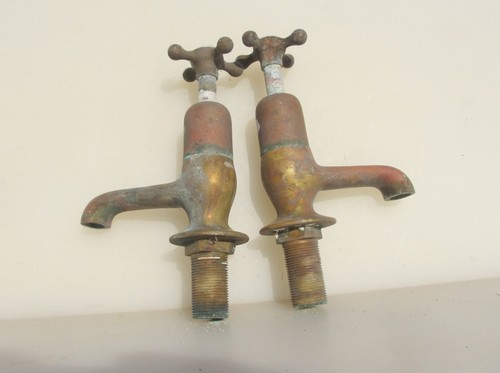 Large antique brass bath - brass, taps