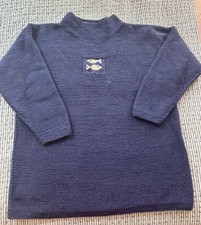 Pachamama Womens Blue Wool Knit Fishes Print Sweater Size L-XL