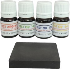 SILVER 14 18 24 GOLD TEST KIT + TOUCHSTONE + NOTICE + SPATULA