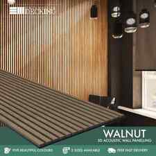 Walnut Acoustic Wood Panel 2400mm x 600mm | Internal | Slatted | Decorative