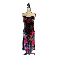 90s Monsoon Velvet Rose Dress UK 8/10 (US 6)