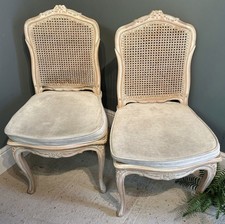Pair of French Vintage Painted Dinning Chairs with Seat Pads