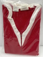 VINTAGE 1980s DANSKIN LEOTARD GIRLS YOUTH MEDIUM 8-10 RED WHITE NYLON GYMNASTICS