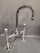 CHROME MIXER TAPS, IDEAL 4 BELFAST KITCHEN SINK, REFURBISHED 