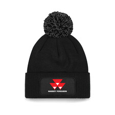 Massey Ferguson Farming Workwear Unisex Beanie Patch Printed Bobble Hat Winter