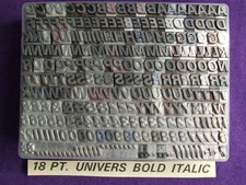 Letterpress Printing Adana 18pt UNIVERS BOLD ITALIC Capitals, Figures & points