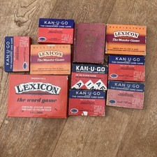 Vintage Lexicon Card Game + Kan u go Lettered Cards 10 games in total 