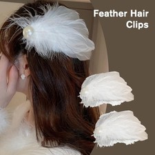 White Feather Headdress Fascinator Hair Clip Wedding Bridal JD76 Accessory Y6N7