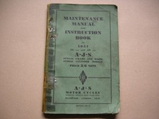 A.J.S. Motorcycles 350/500 Models 1951  Instruction Manual, Real one!!