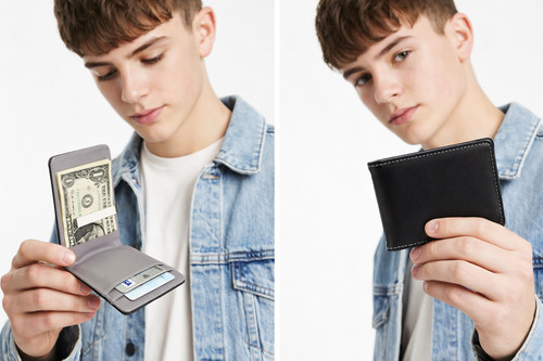 Mens wallet black grey faux - mens,