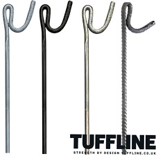 TuffLine Fencing Pins Steel - Black - Galvanised - Ribbed 8mm or 10mm x 1250mm