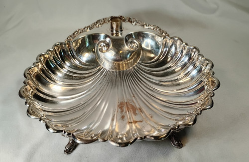 Vintage silverplate seashell - silverplate,