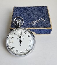 Vintage Smiths Chrome Pocket Stopwatch / Timer Made in England with original box