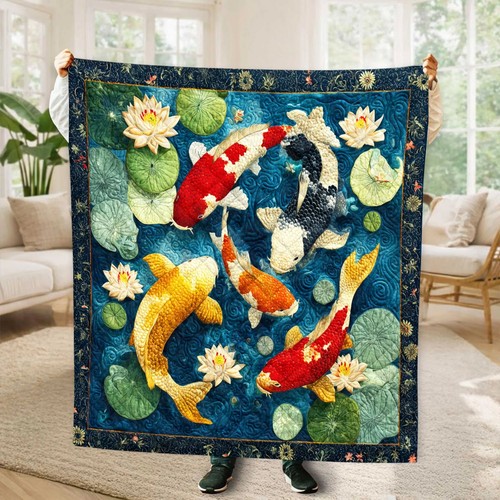 Japanese koi quilt blanket - japanese,