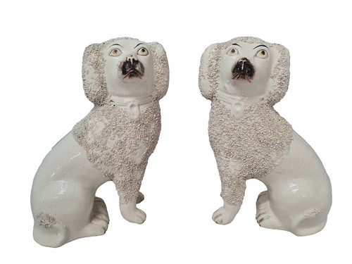 Staffordshire poodles pair - poodles,
