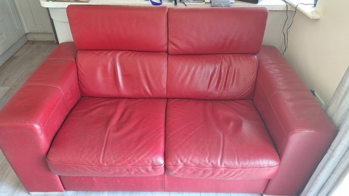 Dfs red leather seater - red, 2-seater