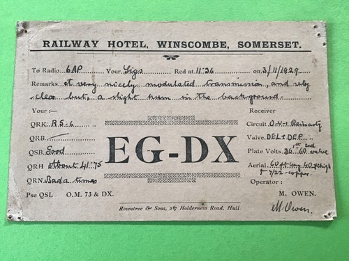 British qsl radio card 1929 - british,