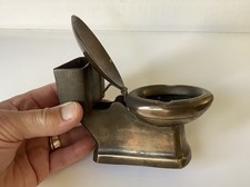 VINTAGE BRASS TOILET ASHTRAY & MATCHBOX HOLDER