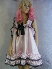 sissy ADULT baby dress satin babydoll negligee nighty fancy dress maid cosplay 