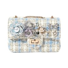 NEW BLUE  TWEED SHOULDER BAG