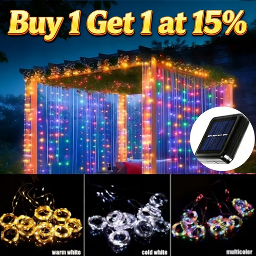 Solar curtain lights 3x3m - solar,